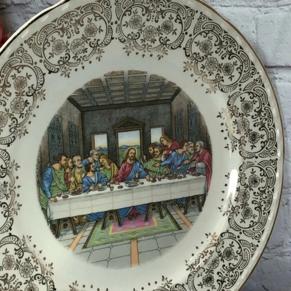 Vintage crooksville china co last supper plates - Picture 2 of 5